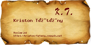 Kriston Tétény névjegykártya